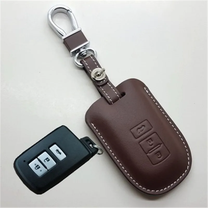 Car Genuine Leather Remote Control Car Keychain Key Cover Case For