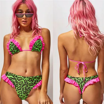 

Fashion Swiming Suit For Women Bikini 2019 Women 2pcs Swimwear Bandage Bra Thong Bikini Set Push-up Padded Bathing Swimsuit