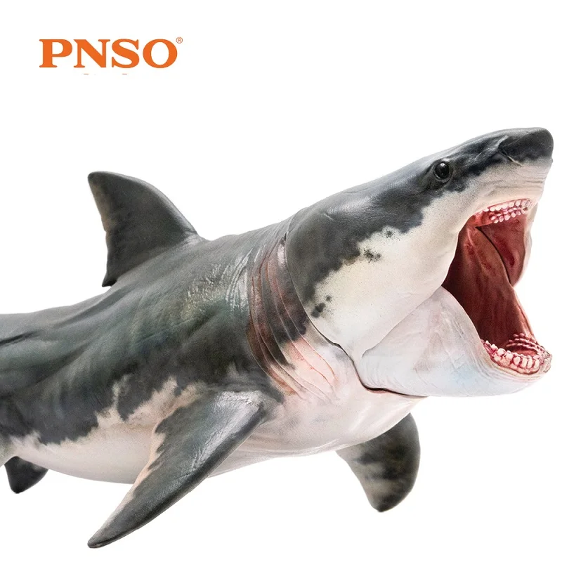 

New Arrival PNSO Megalodon Shark Sea Life Classic Toys For Children Boys Ancient Animal Figure Model Movable Jaw