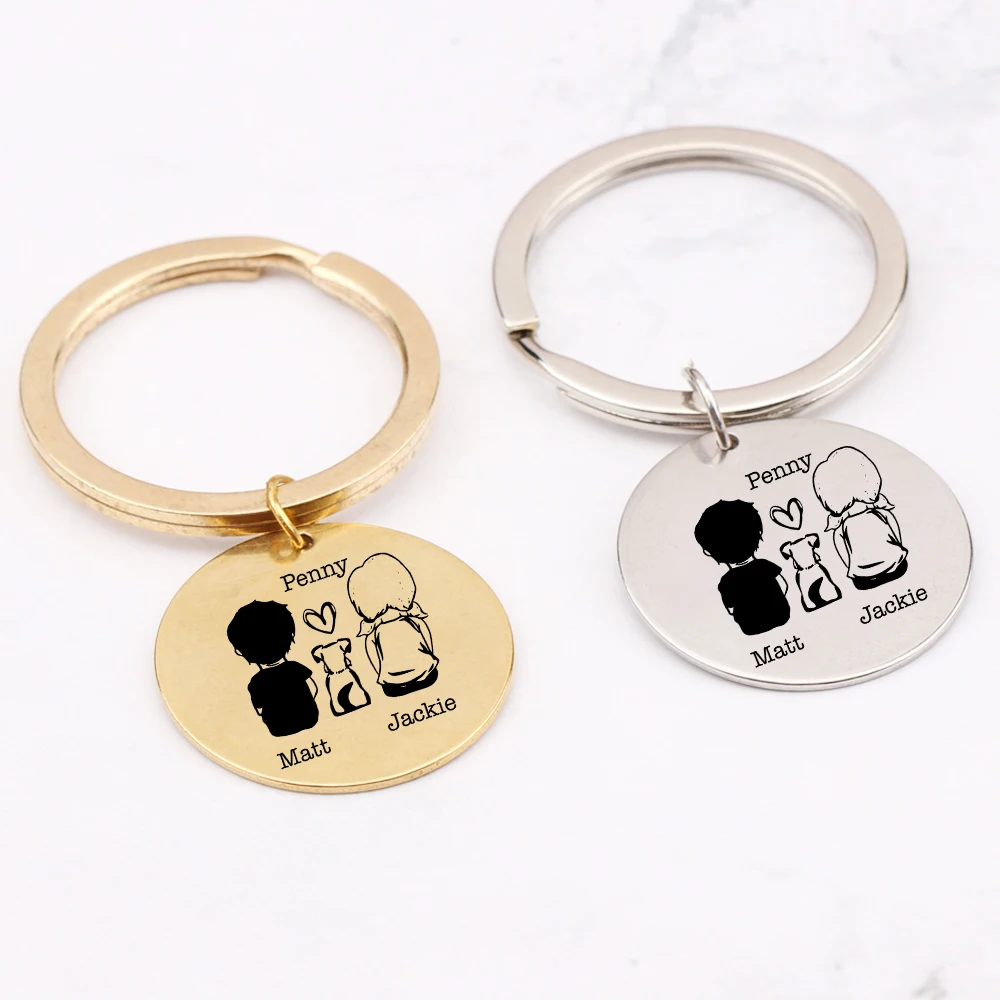 

Name Customized Key Chains Dog Lovers Keyring Gifts To Couples Lover's Keys Holder High Quality Jewerly Bag Charm Creative Tag