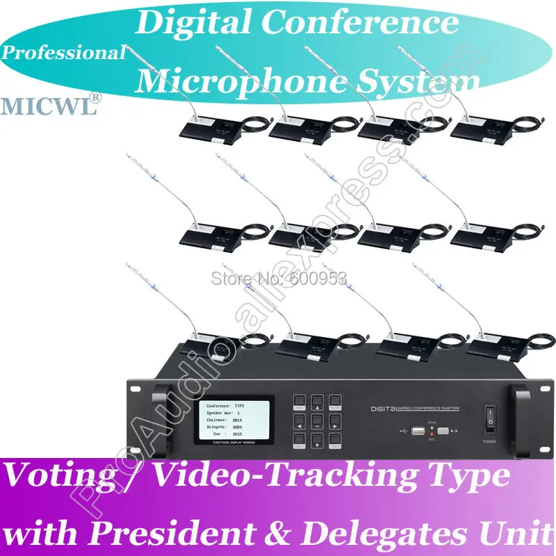 

Top-Ranking MICWL A550 Voting Video-tracking Teleconference Digital Conference Microphone System Chairman+ Delegate Unit