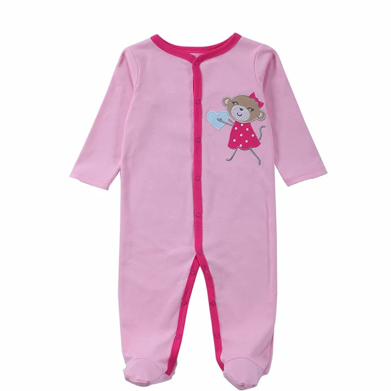 Комплект из 3 предметов; брендовый Детский комбинезон с длинными рукавами из хлопка; детские пижамы с рисунком; Одежда для новорожденных девочек и мальчиков