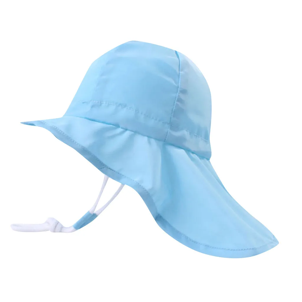 Light Blue Детская одежда для маленьких мальчиков и девочек Однотонные дышащий Защита от солнца с отворотом шеи кепки Enfant Детская летняя шляпа Czapka Wiosna Dla Dzieci - Цвет: Light Blue