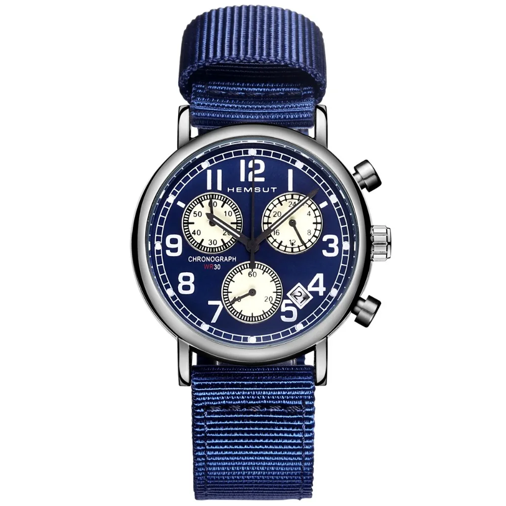 Hemsut повседневные спортивные часы для мужчин черный топ бренд класса люкс военные холщовые мужские наручные часы модные хронограф наручные часы