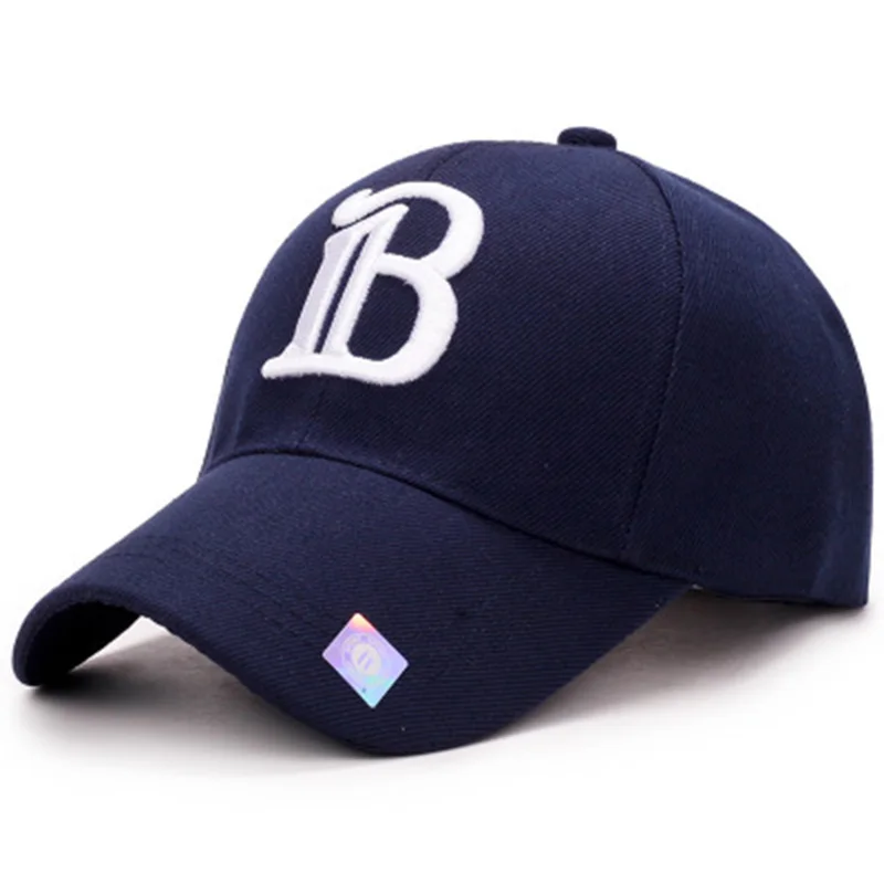 Вышитая бейсболка с буквами в стиле хип-хоп летняя спортивная женская и мужская хлопковая бейсболка Регулируемая Повседневная Уличная Солнцезащитная шляпа - Цвет: Navy blue