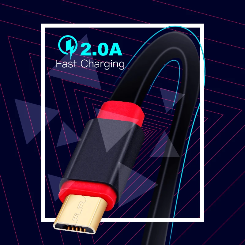 Быстрая зарядка USB кабель Плоский позолоченный микро USB линия Android мобильный телефон синхронизация данных зарядное устройство линия для Xiaomi samsung Android
