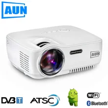 AUN Projecteur AM01S (en option DVB-T/ATSC/Android 4.4 WIFI Bluetooth) 1400 Lumen LED Projecteur LED TV tuner, HDTV Module
