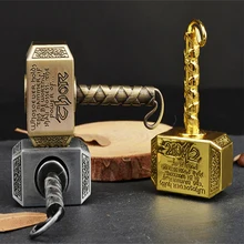 Wiitin thors batalha martelo ficheiro girador à mão feito de metal, 1 peça o chaveiro mighty mjolnir brinquedo-latão antigo