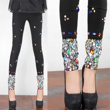 Леггинсы персонализированные сверкающие алмазы размера плюс брюки карандаш плюс бархатные женские \ x27s брюки леггинсы женские леггинсы для фитнеса