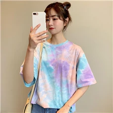 Harajuku-Frauen-Lose-Drucken-T-Shirt-Vogue-Kurzarm-Oansatz-Weibliche-Tops-T-Shirts-Sommer-Casual-Damen