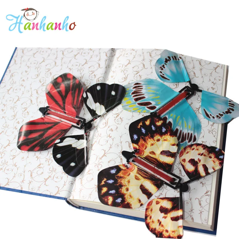 Wholesale 50pcs/Lot Magic Flying Butterfly Wind Up Paper Butterfly Surprise Card Insert Magic ...