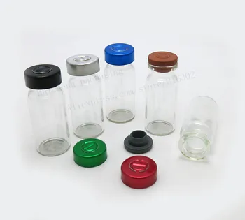 

10ml Clear Injection Glass Vial With Metal Flip Cap 1/3oz Transparent Glass Bottle Containers 100pcs