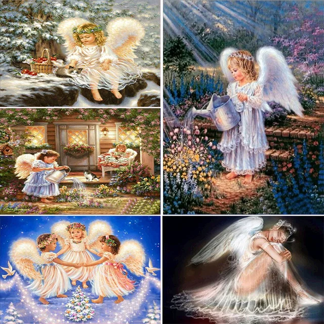 

egayouput DIY Diamond Painting Cross Stitch 5D Cartoon girl angel pictures Needlework Home Decor Mosaic Embroidery GIFT