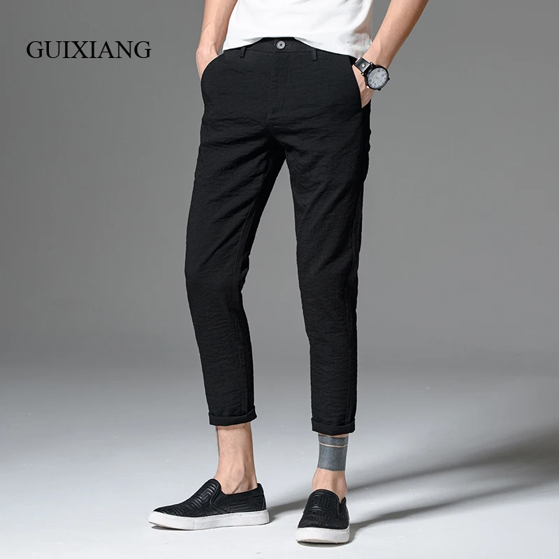 2017 nové jarní a podzimní styl pánské dlouhé kalhoty obchodní příležitostné vysoce kvalitní pevné štíhlé kotníkové kalhoty velikosti 28-34