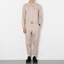 Мужские комбинезоны облегающий Повседневный брюки обтягивающие сплошной комбинезон брюки хлопок черный хаки