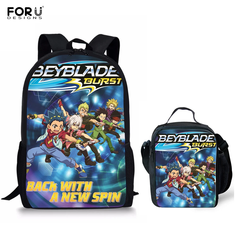 

FORUDESIGNS Teenager Boys Beyblade Burst Printing Cartoon Student Schoolbag Set Children Cool Schoolbags Backpack with Lunchbag