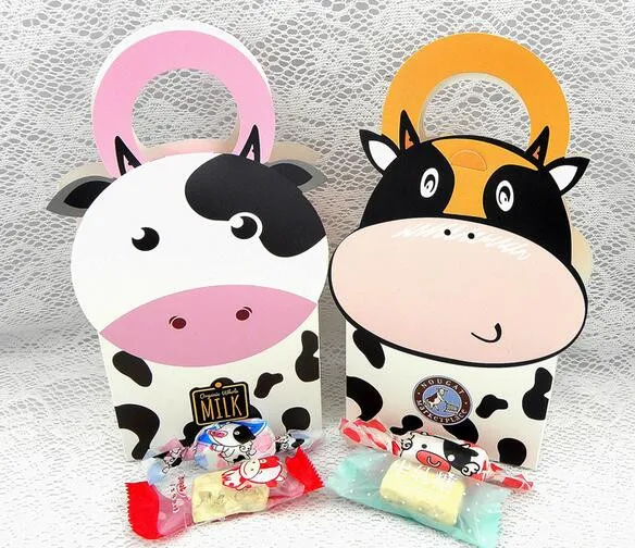 Caja de dulces de vaca y leche de dibujos animados para niños, paquete de  galletas, regalo