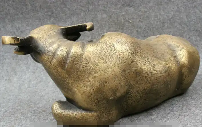 S0250 13 "Народная Китайский Год Зодиак Бронзовые Украшения Лежал Bull Ox Статуя Животных скидка 30% (C0324)