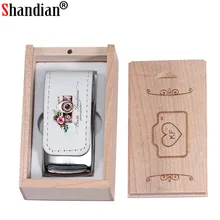 SHANDIAN Пользовательский логотип компании usb 2,0 флэш-накопитель 64 ГБ 32 ГБ 4 ГБ 16 ГБ Флешка кожа Usb+ коробка(более 10 шт бесплатный логотип