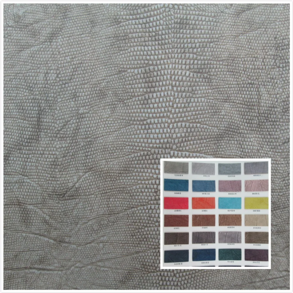 

High quality Grind arenaceous serpentine faux leather fabric PU soft synthetic leather 25 color textile fabric for bag belt sofa