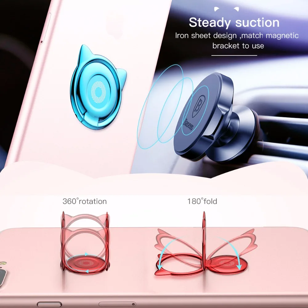 Baseus Metal Finger Ring Holder For iPhone Samsung Phone Ring 360 Cute Mobile Phone Holder Bracket for Magnetic Car Phone Holder Baseus Metal Finger Ring Holder For iPhone Samsung Phone Ring 360 Cute Mobile Phone Holder Bracket for Magnetic Car Phone Holder