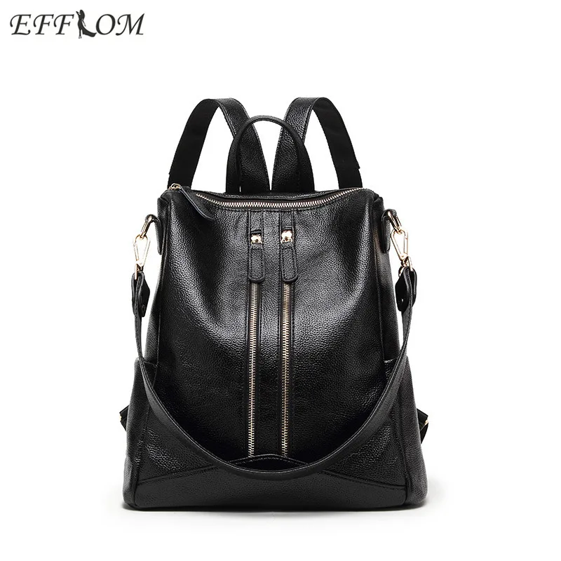 Fashion Designer Women Backpack Leather Ladies Waterproof Travel Backpack Black Student School Bag For Teenage Girls