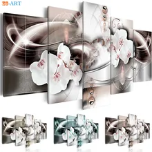 5 панель орхидеи Принт плакат цветы стены Искусство Холст живопись настенные картины для гостиной модульные картины девушки декор комнаты