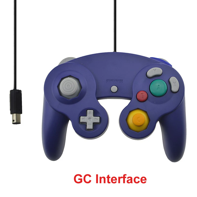 GC Interface Blue Проводной контроллер для wii с вибрационным ударом джойстик для Gamecube для NGC для PC MAC компьютерный контроллер аксессуары - Цвет: GC Interface Blue