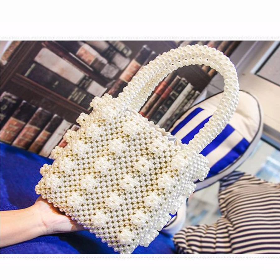 

Bags for Women Luxury Beading Box Totes Handbags Beaded Pearls Bags Brands Top-handle Clutch Bag Evening Party Bag Bolsa Feminin