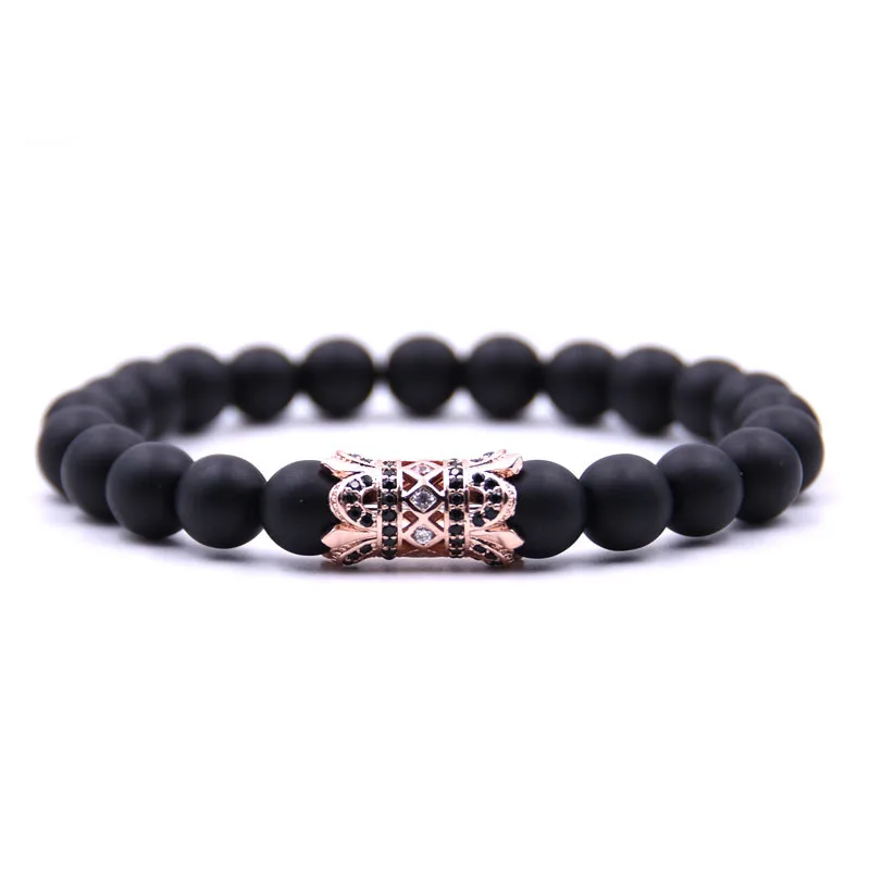 Браслет из фианитовых бусин шармы Pulsera мужские ювелирные изделия 8 мм каменные браслеты, жёсткий браслет, браслет Masculina для женщин билеклик пульсерас ручной работы - Окраска металла: pulseira masculina