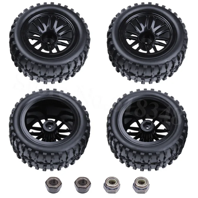 Special Offers 4Pcs/Lot 2.2 inch RC 1/10 Monster Truck Tires Wheels Rims 12mm Foam Insert For Redcat HSP Off Road Tyre