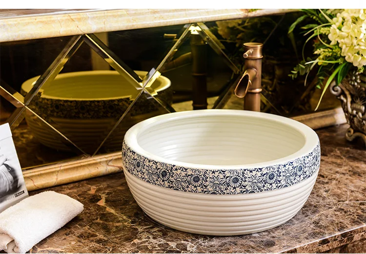 White color Handmade Europe Vintage Style Lavobo Ceramic Countertop Bathroom Sink Washbasin (2)