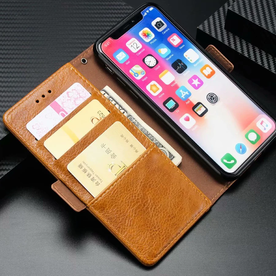 Роскошный кожаный чехол-бумажник для Iphone 8, 7, 6, 6S Plus, X, XS, MAX, XR, с отделениями для карт, с подставкой, с магнитной застежкой, 360