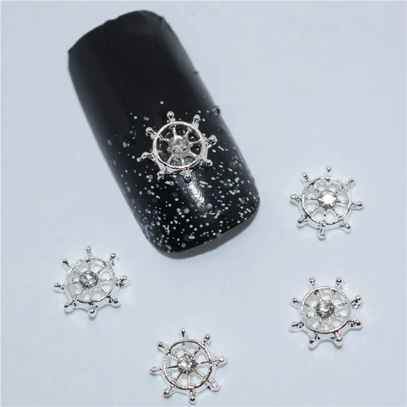 

10psc New Silver Rudder 3D Nail Art Decorations,Alloy Nail Charms,Nails Rhinestones Nail Supplies #074