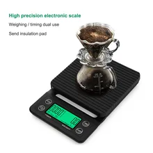 Balance à café Portable 3kg/5kg, chronographe 0.1 de précision pour cuisine, avec coussin isolant étanche