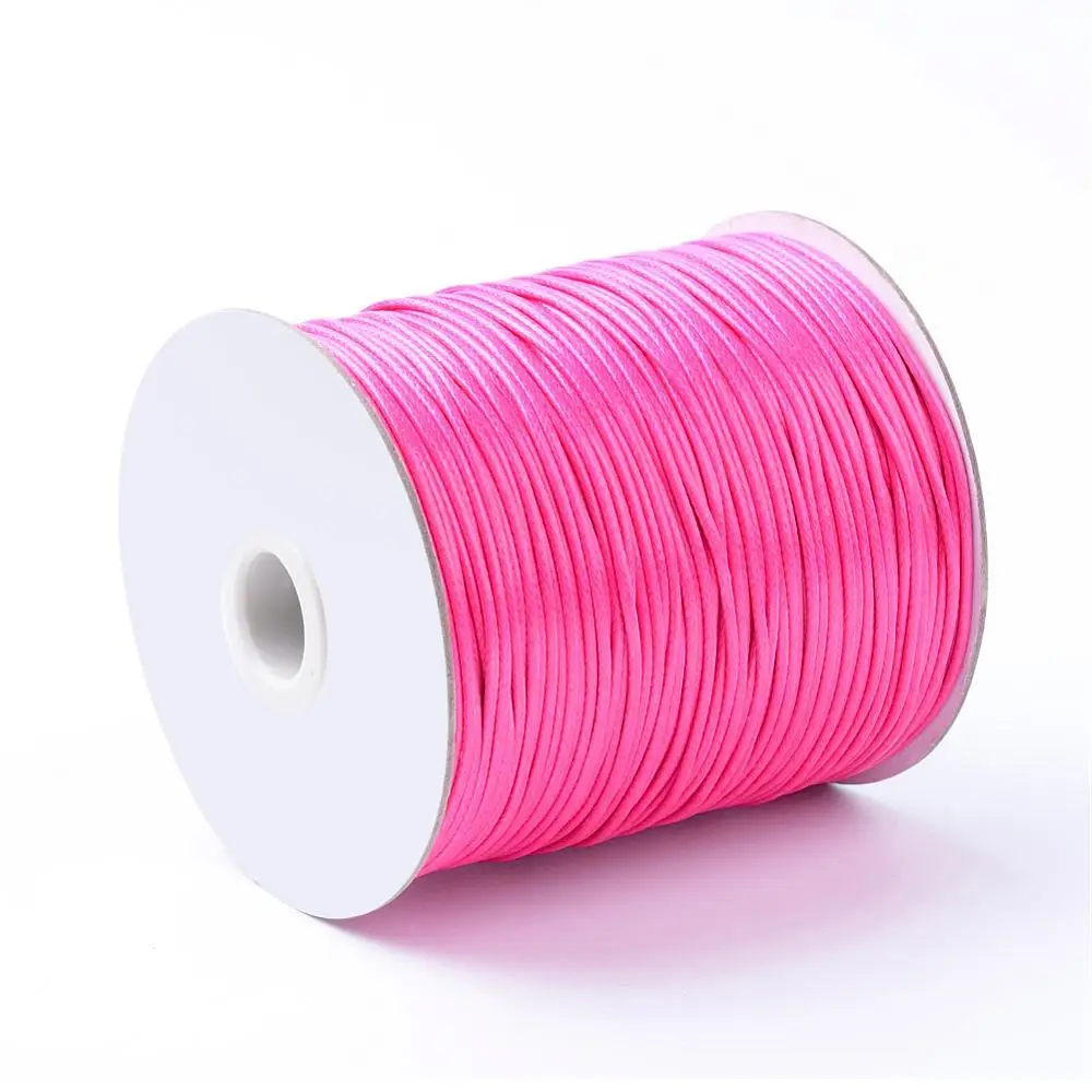 2 мм корейский воск полиэстер шнуры для самостоятельного изготовления ювелирных изделий около 100 ярдов/рулон - Цвет: DeepPink