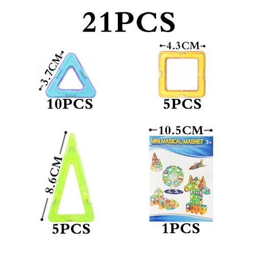 Мини 65 шт., Детские магнитные блоки, строительные блоки, строительные блоки, игрушки для детей, Обучающие, сделай сам, пластик, техника, кирпич - Цвет: 21pcs mini blocks