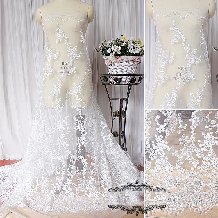 1x1 3 ярдов широкое свадебное платье цвета слоновой кости ткань с вышивкой Сетка