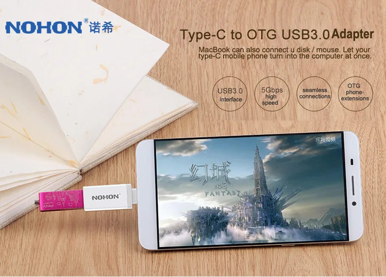 NOHON OTG type-C USB OTG USB 3,1 Для Xiaomi 4C huawei P9 Honor 8 MacBook Mini разъем Быстрая зарядка для u-диска