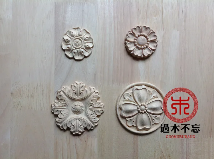 

Wood dongyang wood carving fashion circle flower wood applique corner flower ofhead applique