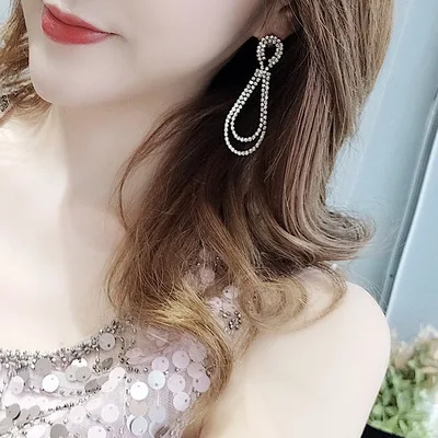 

Fashion hyperbole Imitation Crystal Water drop Eardrop Elegant For Women Earrings pendientes brincos temperament