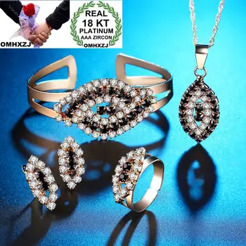 

OMHXZJ Wholesale Personality Fashion OL Woman Lip Zircon 18KT Shallow Yellow Earrings+Ring+Necklace+Bracelet Jewelry Set SE04