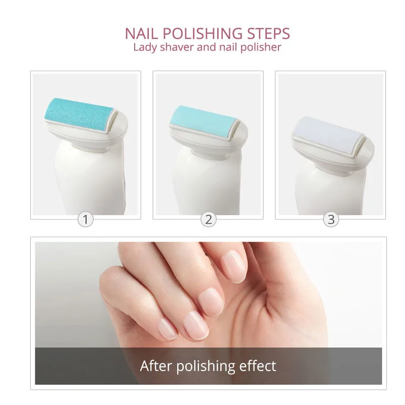 Kemei 4 in 1 Multifunction Ladies Electric Epilator Nail Polisher Professional 3 Blades Women Shaver Razor Bikini Trimmer