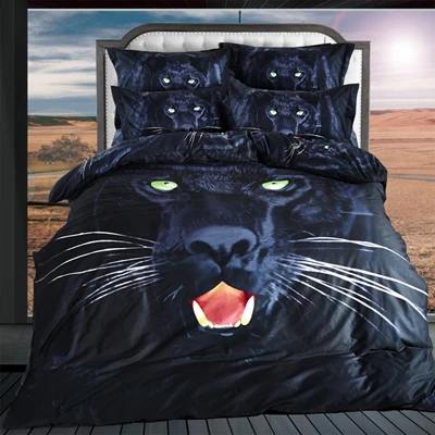 4 шт., хлопок, Королевский размер, роскошный 3D комплект постельного белья с животными, классный пододеяльник, простыня, наволочка, лев, леопард, пантера, черный - Цвет: color 2