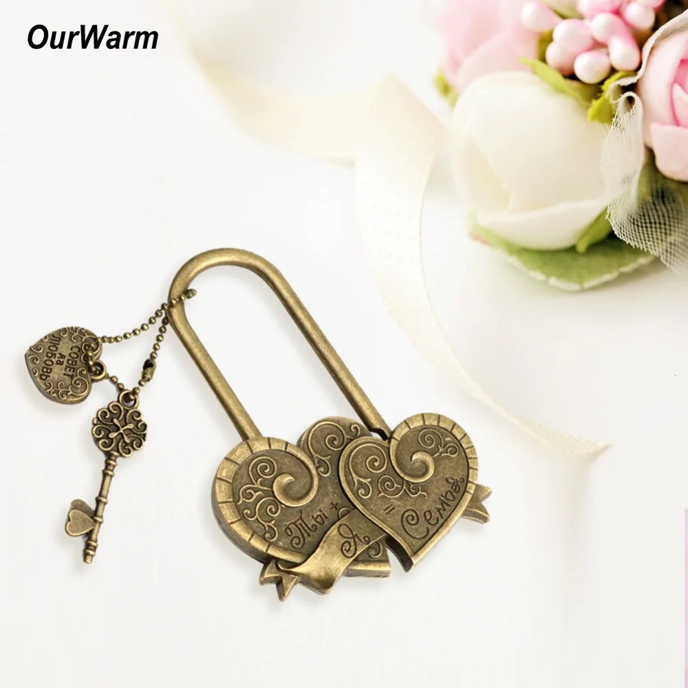 OurWarm Рустикальные свадебные двойные сердечные любовные замки ключи свадьба