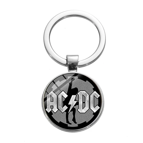 SONGDA Горячая музыкальная группа AC/DC металлический брелок поп-группа ACDC красный логотип художественное Изображение Стекло кристалл драгоценный камень брелоки цепи-сувениры подарки - Цвет: Style 5