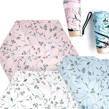 

Portable Flower Pockets Umbrellas Rain Women Anti-UV Sun Umbrella Super Light Small Compact 5 Fold ladies Rain Kids Paraguas