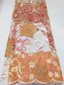 

Sophia-6.2302 Hot selling african sequins lace fabric tessel fringel embroidered tulle mesh lace fabric