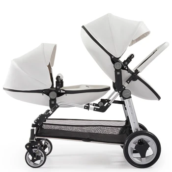 

Luxury high landscape eggshell shape one button car twin baby stroller pu baby room folding stroller free shipping