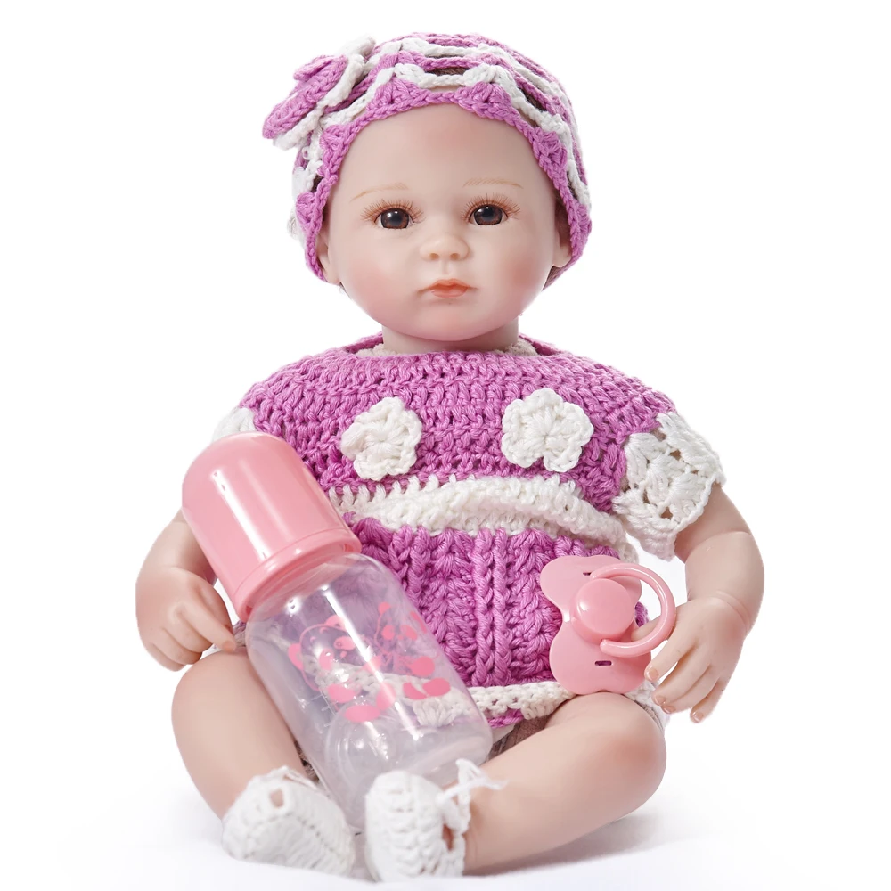 45CM Baby Dolls Lifelike Reborn Baby Doll Action Figure Toys Silicone Children Toy with Hair